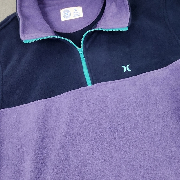 Hurley Blue & Purple 1/4 Zip Up Pullover Collard Fleece. Size XL - Picture 3 of 7